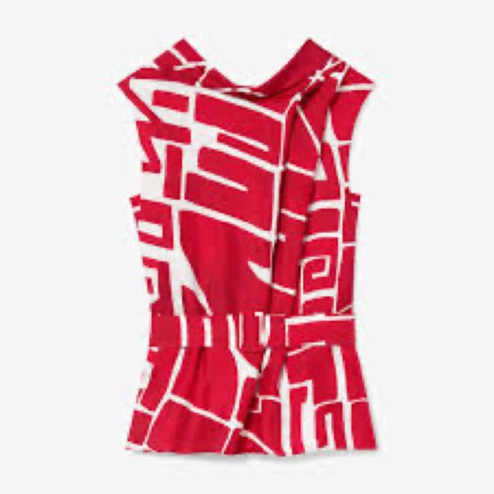 NWT M.M. LaFleur Marissa Block Print Top w/o belt